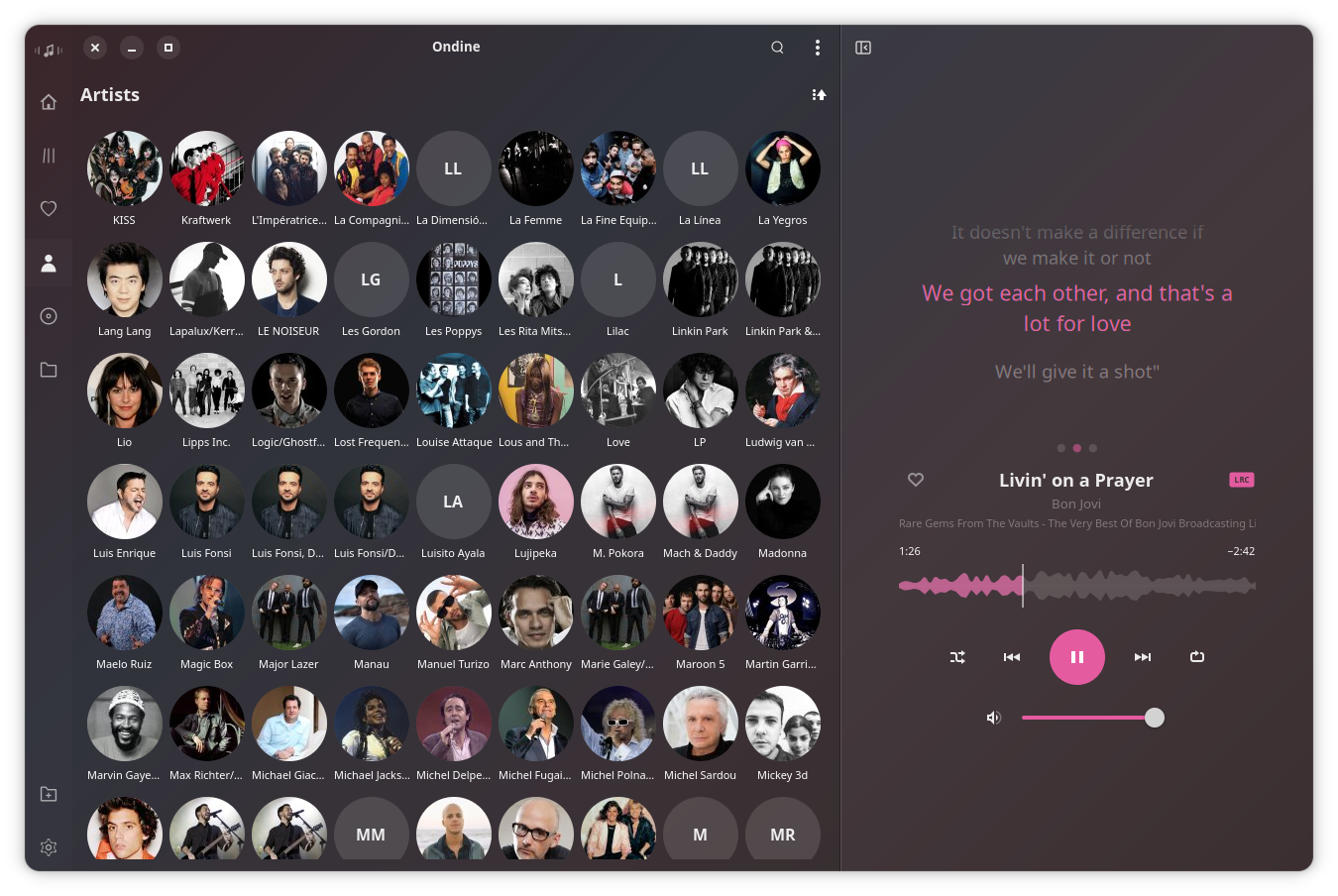 Ondine — Albums grid with cover art