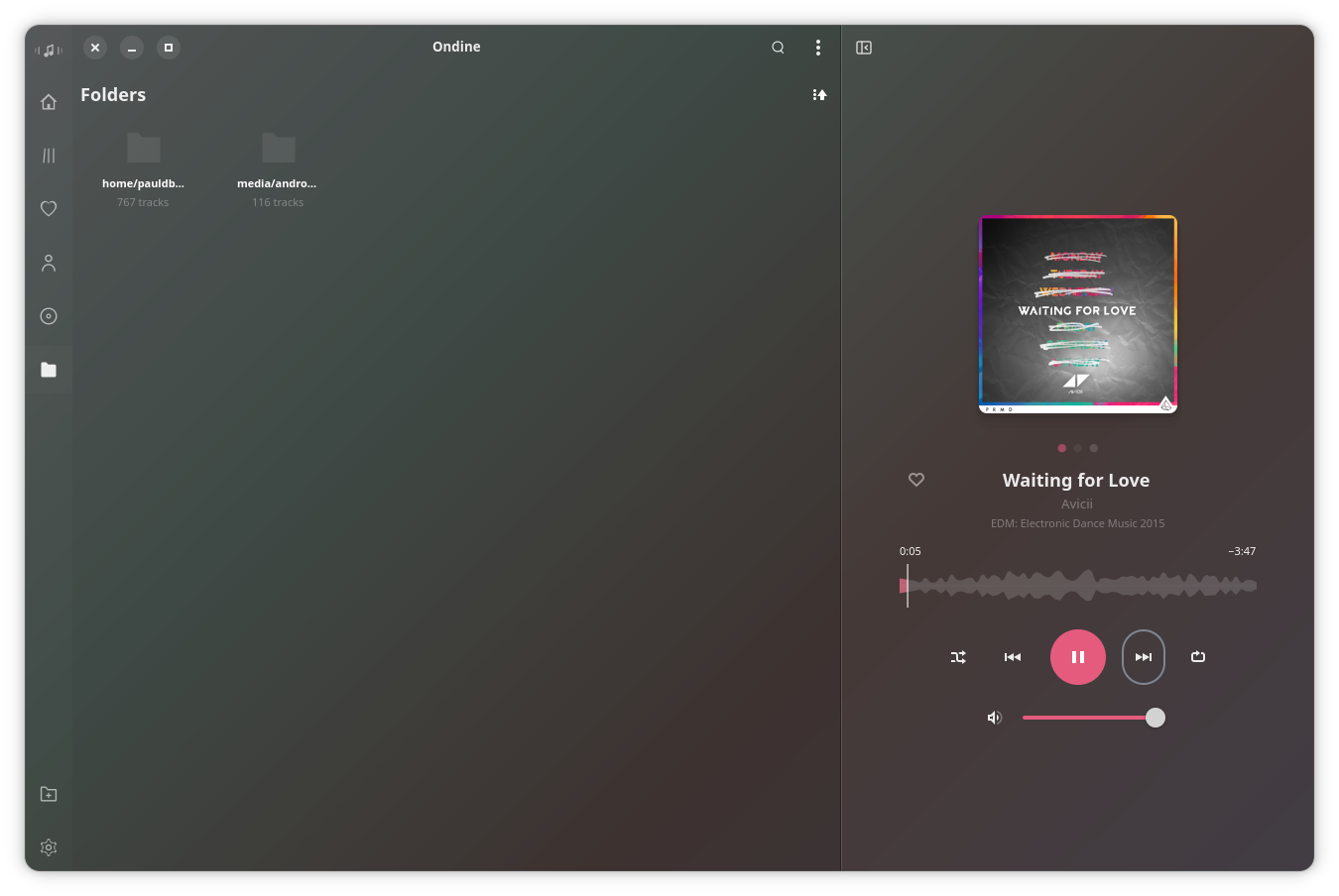 Ondine — Folders view with file browsing